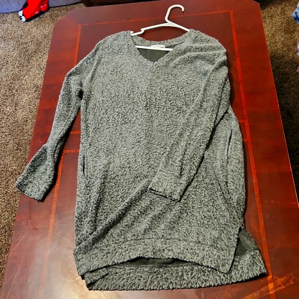 Long-sleeved fuzzy midi dress